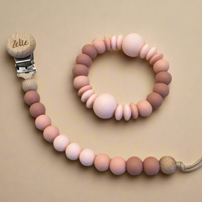 Set NOVA Personnalisé- Attache tétine + Anneau de dentition