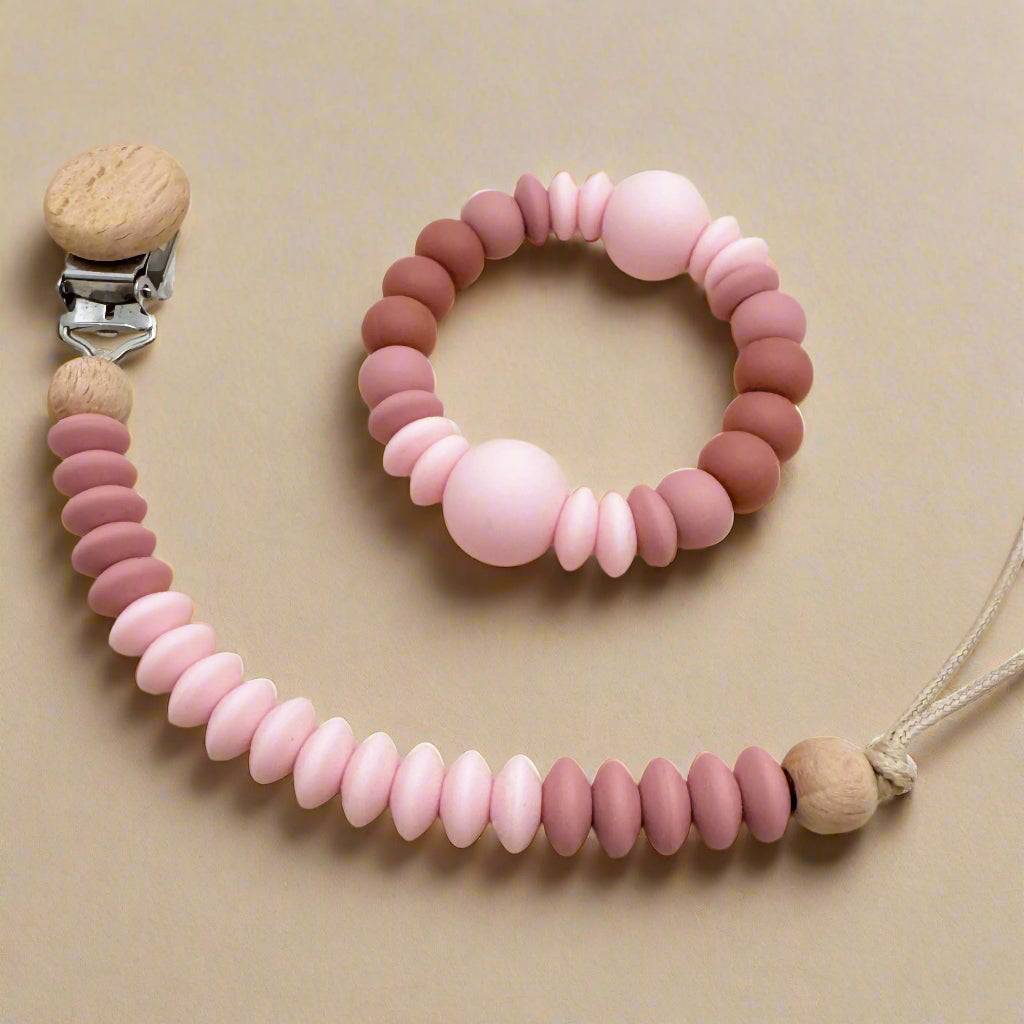 Set ZION Personnalisé - Attache tétine et anneau de dentition