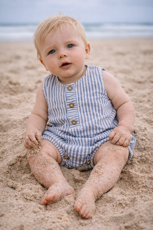 combinaison lin bebe rayure