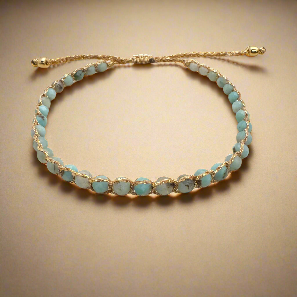 bracelet naissance pierre naturelle tissé à la main