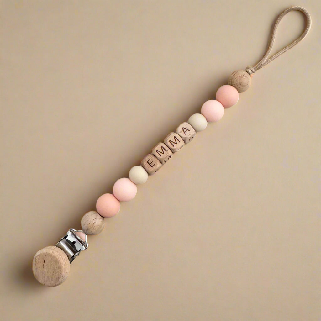 SOL - Attache tétine bois et silicone personnalisée