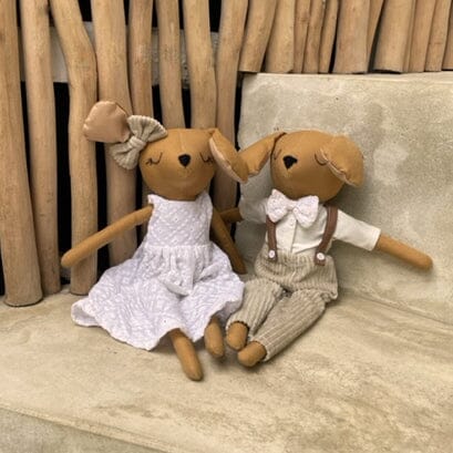 Poupées chien en tissu fait main Bella et Tommy
