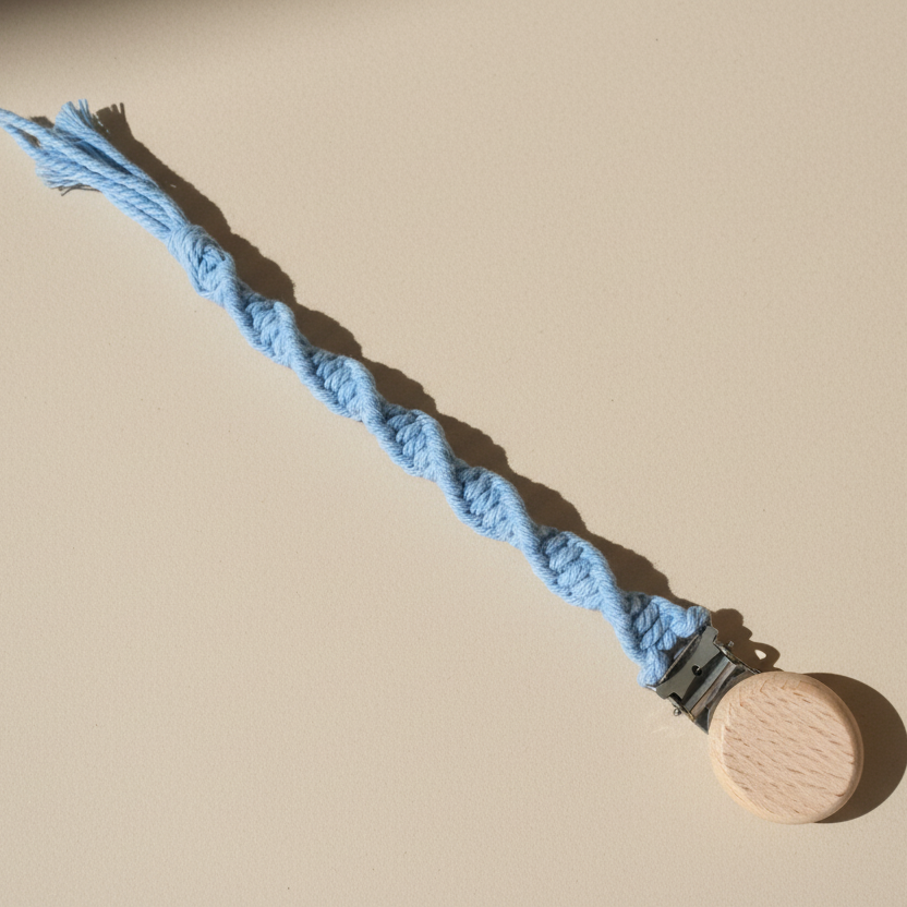 attache tetine cotton bleu