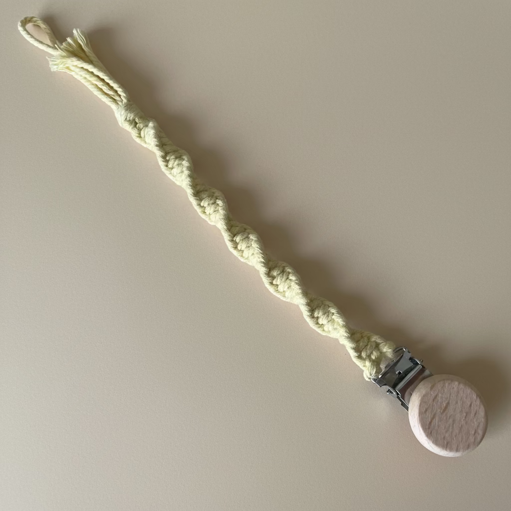 attache tetine cotton jaune