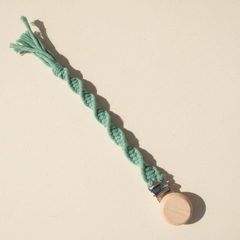 attache tetine cotton vert