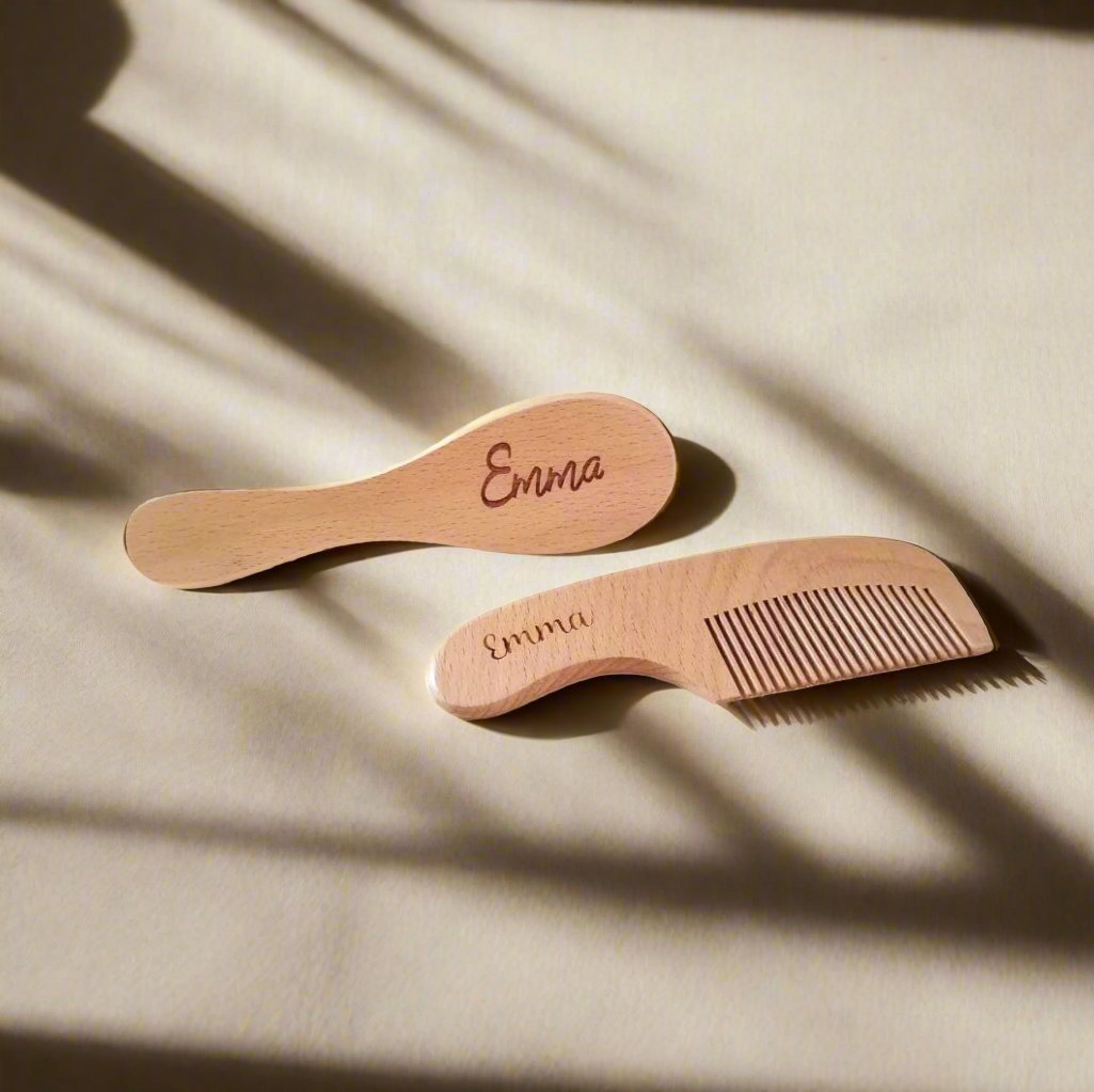Baby comb and brush set personalized