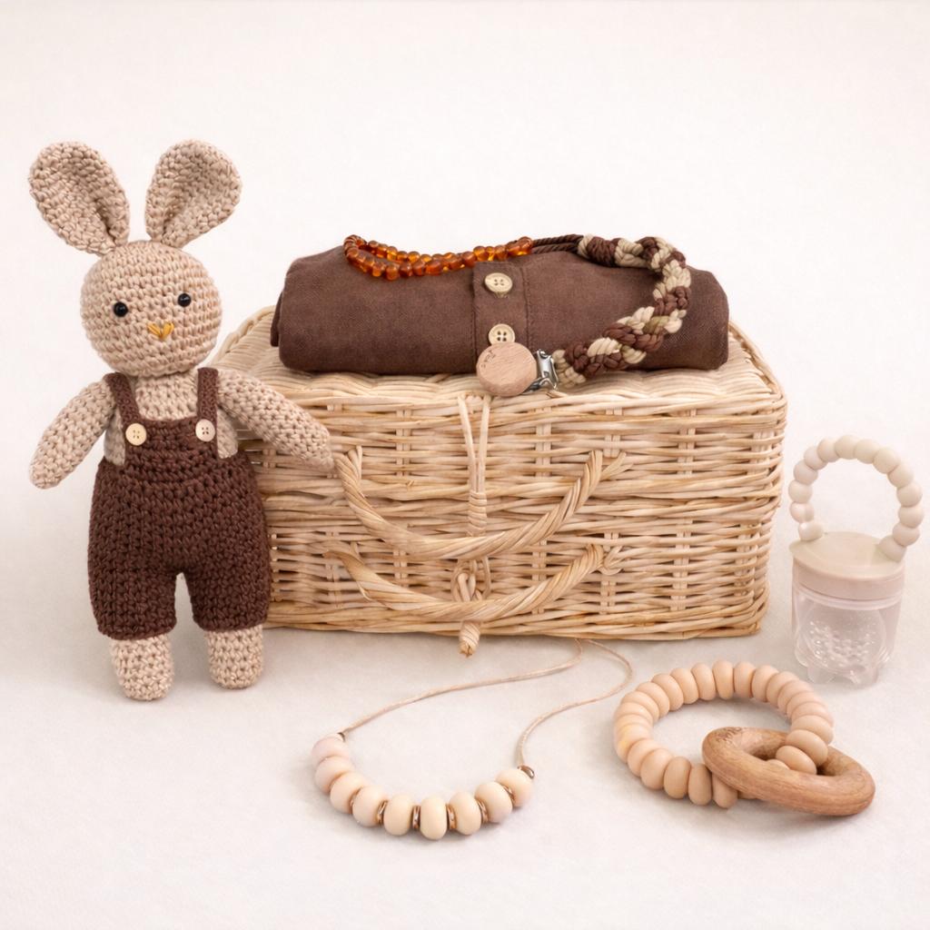 coffret cadeau naissance marron