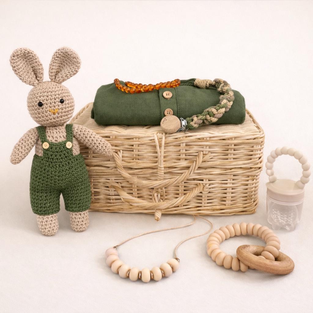 coffret cadeau naissance kaki